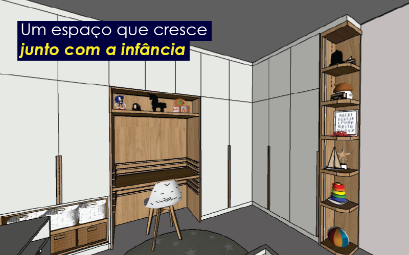Imagem ilustrativa de um projeto 3D de um quarto infantil